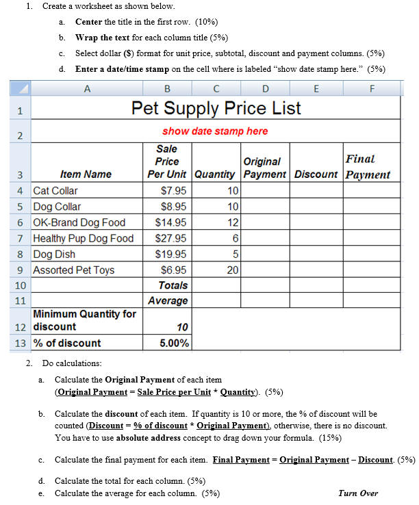 Sample excel test